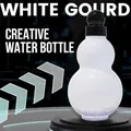 Translucent white gourd-shaped portable water bottle with black cap on a modern stand - 950ML / White (With Strap + Carry Rope)