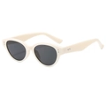 Vintage cat-eye sunglasses in creamy white frames with dark gray lenses for women - Cream White Frame Gray Lens