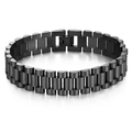 Pulsera de acero inoxidable negro para hombre estilo correa de reloj con acabado mate elegante - Negro