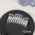 Macro shot of a 12.5cm large holographic laser hair claw clip on a grey tray - 9# Backbone-12.5cm