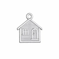 Detailed close-up of an antique silver house pendant with loop for DIY jewelry making - House