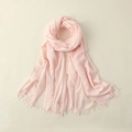 Elegant solid pink cotton-linen blend scarf with tassels for sun protection in summer - 100*195CM / Light Pink