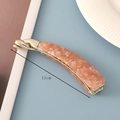 Close-up of pink marble acetate banana clip showing 11cm length and gold hardware - 5# Toffee Color Acetate Banana Clip