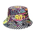 Wende-Anglerhut im 90er-Jahre-Stil mit bunten Graffiti-Prints und Canvas-Material - M (56-58cm) / 90er Jahre Retro Mehrfarbiges Graffiti (1#)