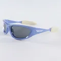 Y2K sporty cat eye sunglasses with light blue frame and gray lenses, model 1807 - Blue Frame Light Grey Lens