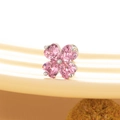 Pink heart clover stud earring in silver finish with faceted crystal petals - Pink (Single Piece)