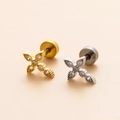 Clous d'oreilles en acier inoxydable en forme de croix dorés et argentés avec zircones - 2# Croix (Couleur Argent)