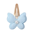 Light blue butterfly hair clip with shimmering glitter and a white pearl detail - Light Blue