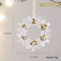 Sparkling 11.5cm acrylic snowflake ornament with gold glitter and hanging ribbon - Wreath (Gold Sequin)