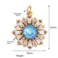 Gold-plated copper sunflower pendant with blue center stone and clear zircon accents - Yellow M84