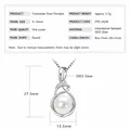 Elegant 9-10mm round freshwater pearl pendant with S925 sterling silver box chain necklace - Blessing Bag / K White Gold