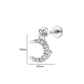 Elegant micro-pave cubic zirconia silver star and moon labret stud earring piercing - Star Moon (2635-2) / Silver