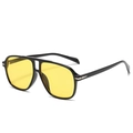 Classic aviator sunglasses with black frame, yellow lenses, and double bridge design - Glossy Black/Ocean Yellow