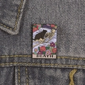 Tarot Cat Death pin with black cat on skeleton for denim jacket lapel decor - XC697-Death Cat