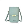 Elegant mint green quilted leather phone crossbody bag with gold metal buckle detail - Quilted Lock Style (123) / Green