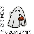 Ghost embroidery patch with pumpkin basket detailing 6.7cm x 6.2cm dimensions - Pumpkin Basket Ghost B (23)