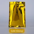 Glossy gold aluminum foil resealable pouch with zip lock and tear notch for packaging - 0.16mm / Glossy / 6x8cm / Gold
