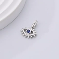 S925 sterling silver evil eye pendant with blue zircon inlay and eyelash details - 925 Silver / Silver