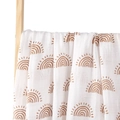 Muslin baby swaddle blanket featuring bohemian brown rainbow patterns on white cotton - Boho Arches (S121)