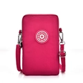 Mini rose red nylon crossbody phone bag with adjustable strap and brand logo - Rose Red