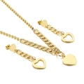 Set collana con cuore dorato e orecchini a cuore cavo in acciaio inossidabile lucido - Oro (KS140653-KLX)