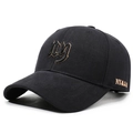 Cappellino baseball nero retrò con ricamo NY gotico bronzo e tessuto a spina di pesce - Regolabile / Nero