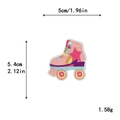 Embroidered pink roller skate patch with stars and rainbow details, size 5x5.4 cm - GZ-2765 With Adhesive Backing