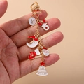 Porte-clés Noël lettre Y avec pendentifs renne et sapin sur chaîne dorée - Noël Y