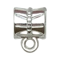 Silver-finished alloy spacer bead with hanging loop for DIY jewelry necklaces - Bright Silver Connector 9x7mm (Hole 5mm)