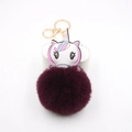 Portachiavi unicorno di peluche con pompon viola scuro e gancio dorato per borse - Portachiavi Unicorno / Rosso Porpora (1564)