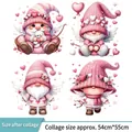 Pink Valentine Gnomes window stickers with cupid wings and hearts, 54cm x 55cm size - Large / Pink Series