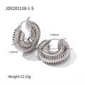Orecchini a cerchio croissant in argento stile francese con design spesso e lucido - Stile Intrecciato Spesso (JDE201138-1-S)