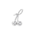 Detailed close-up of a glossy silver cherry pendant for creative DIY jewelry making - VD1637 Platinum Polished Large Cherry
