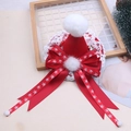 Mini Christmas hat hair clip with red snowflake bow and white lace trim detail - Scarlet J3-3 Semi-finished