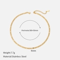 Golden stainless steel Figaro chain necklace with 4mm width and polished finish - 4mm-38+5cm / Gold