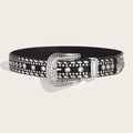Zwarte Y2K riem van kunstleer met zilveren strass steentjes en studs in punkstijl - Zwart