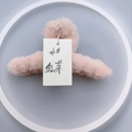 Pince à cheveux 14cm en peluche rose clair imitation fourrure de lapin pour chignon chic - 4# Peluche Vert Bourgeon 14CM