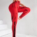Leggings de yoga sans couture rouge avec taille haute et imprimé tie-dye marbré - S / Rouge