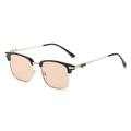 Retro half-frame sunglasses with gold metal legs, tinted lenses and gothic decor - Gold Frame Black Rim Light Tea Lens