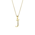 18K gold plated necklace with zircon-encrusted letter J pendant on a dainty O-chain - Letter J