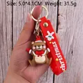 Christmas bear PVC keychain with red silicone strap and gingerbread man pattern charm - Christmas Reindeer-10