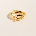 Minimalistischer doppellagiger Goldring mit poliertem Metallic-Finish - US 7 / Gold