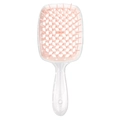 Pink and transparent detangling hair brush with hollow honeycomb mesh and ergonomic handle - Pale Pink-Clear Handle