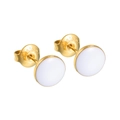 Boucles d'oreilles rondes minimalistes en acier inoxydable doré 18 carats et émail blanc - E933-Blanc Grand Rond