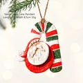Retro Harz Weihnachtsmann Anhänger mit Zuckerstange, handbemalter Baumschmuck 7x8,5cm - Weihnachtsmann-Zuckerstange