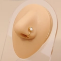 U-förmiger vergoldeter Nasenring mit klarem Zirkon, Clip-on Fake Piercing Schmuck - Runder Zirkonia-Einzelstein