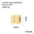 18K gold plated copper cube bead with zircon inlay for DIY bracelet making - Letter I