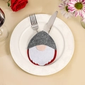 Christmas gnome cutlery holder in grey felt for festive dining table decoration - Grey Gnome Style