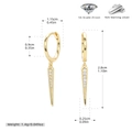 Detailansicht der Creolen aus 925er Sterlingsilber mit Zirkonia-Anhänger und Maßangaben - Gold