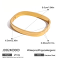 Waterproof gold stainless steel snap bracelet with square design and hypoallergenic finish - Gold Style (JDB2409009)